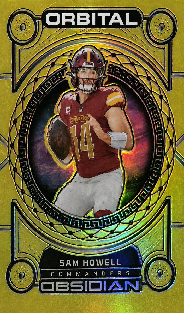 2023 Panini Obsidian Football Asia Electric Etch Gold Flood Sam Howell #25