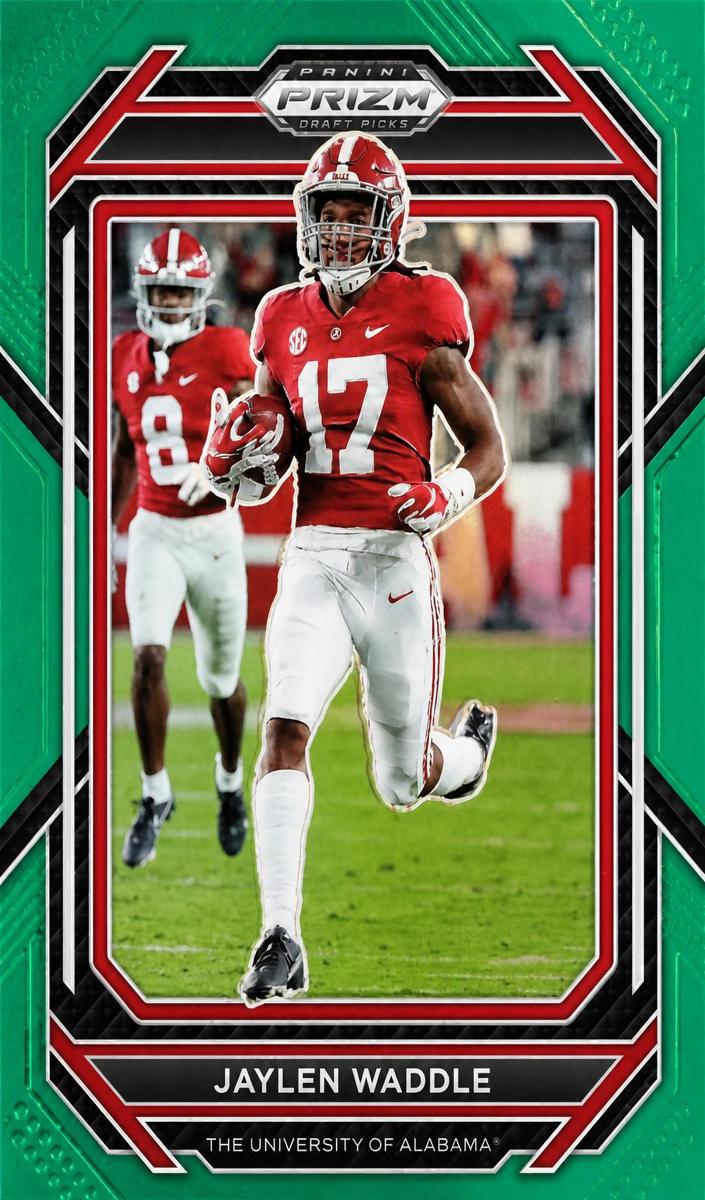 2023 Panini Prizm Draft Picks Football Green Jaylen Waddle #49