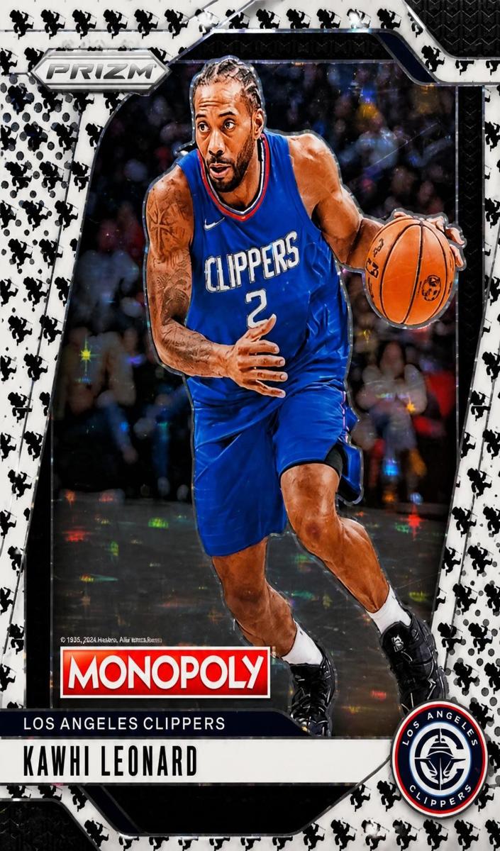2024 Panini Prizm Monopoly Basketball Monopoly Man Black and White Kawhi Leonard #19