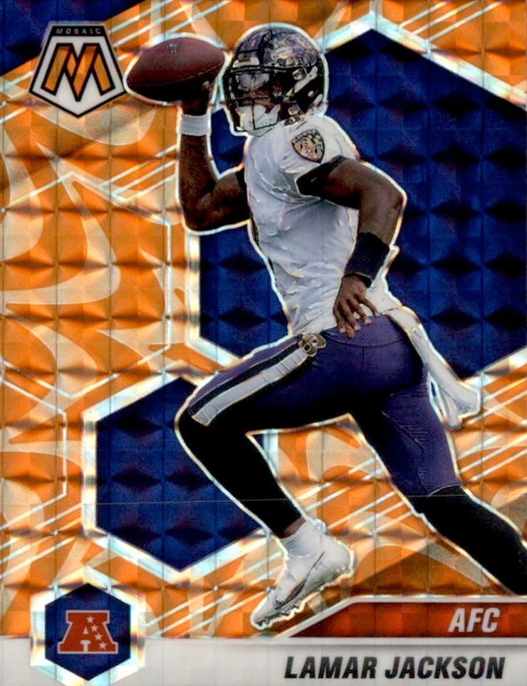 2021 Panini Mosaic Football Reactive Orange Lamar Jackson #222