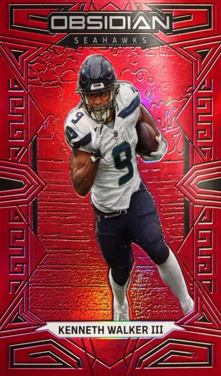2023 Panini Obsidian Football Asia Electric Etch Red Flood Kenneth Walker III #91