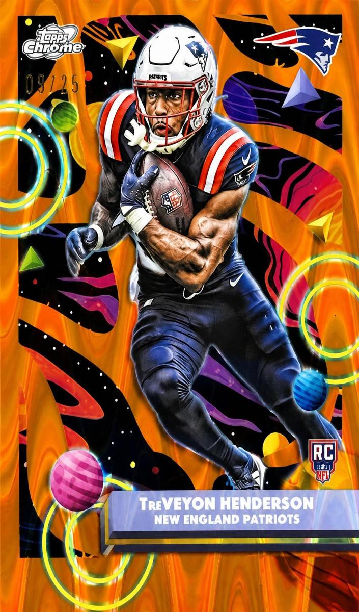 2025 Topps Cosmic Chrome Football Orange Galactic Refractor TreVeyon Henderson #168