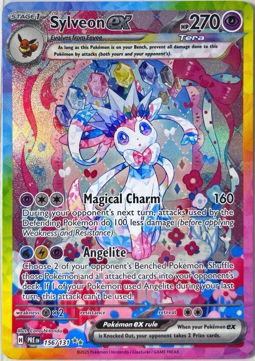 2025 Pokemon Scarlet & Violet Prismatic Evolutions Sylveon EX #156 PSA 8.5
