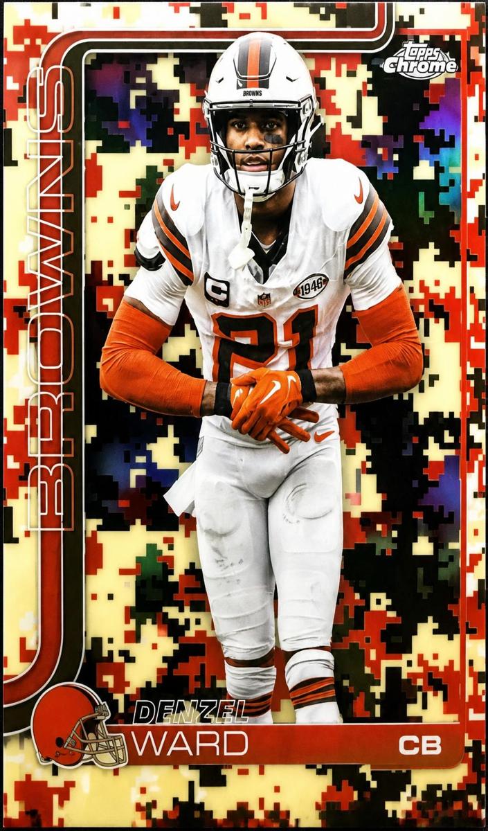 2025 Topps Chrome Football Team Camo Variation Denzel Ward #74 PSA 10