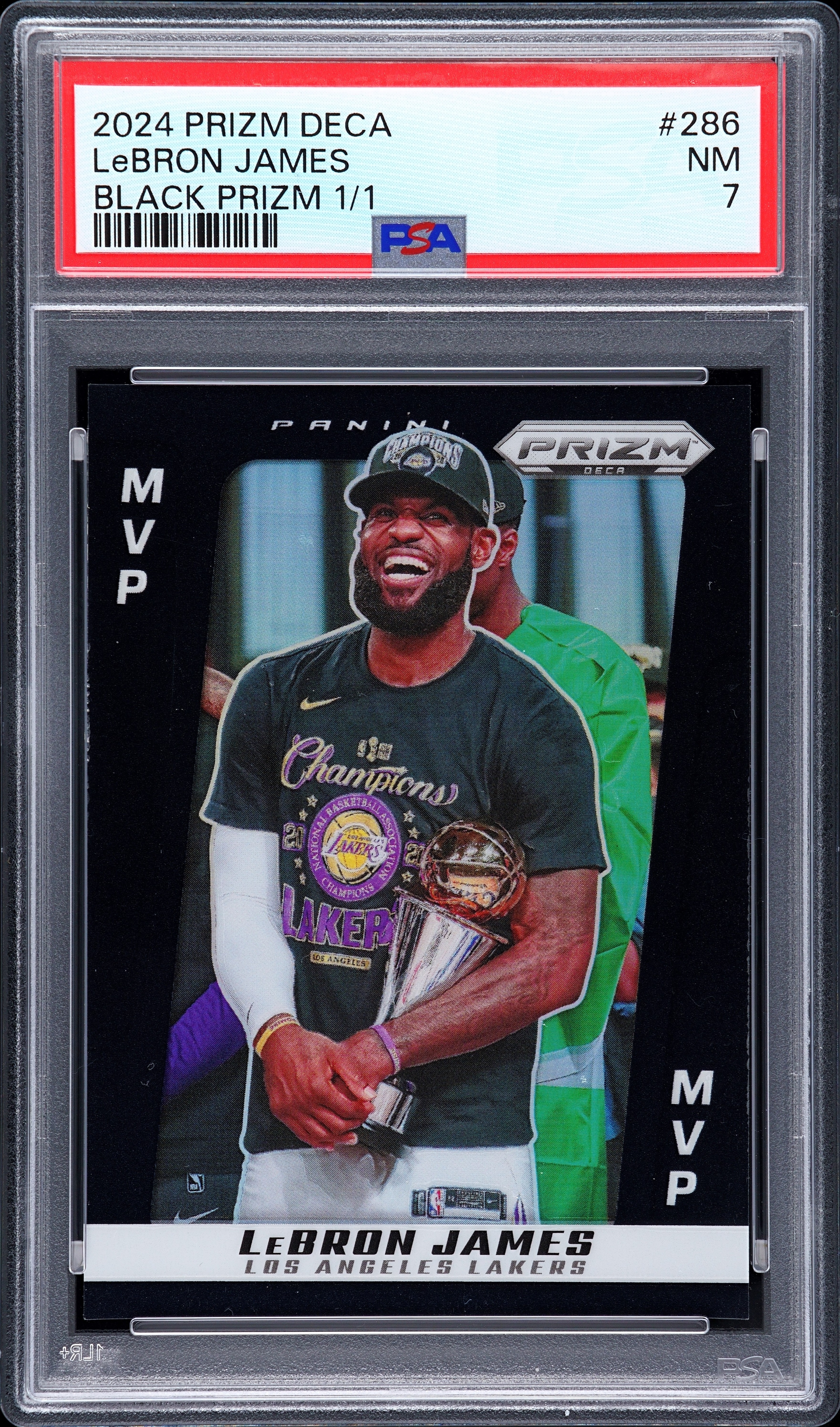 2024 Panini Prizm Deca Basketball Black LeBron James #286 PSA 7