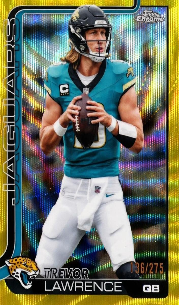 2025 Topps Chrome Football Yellow Wave Refractor Trevor Lawrence #138