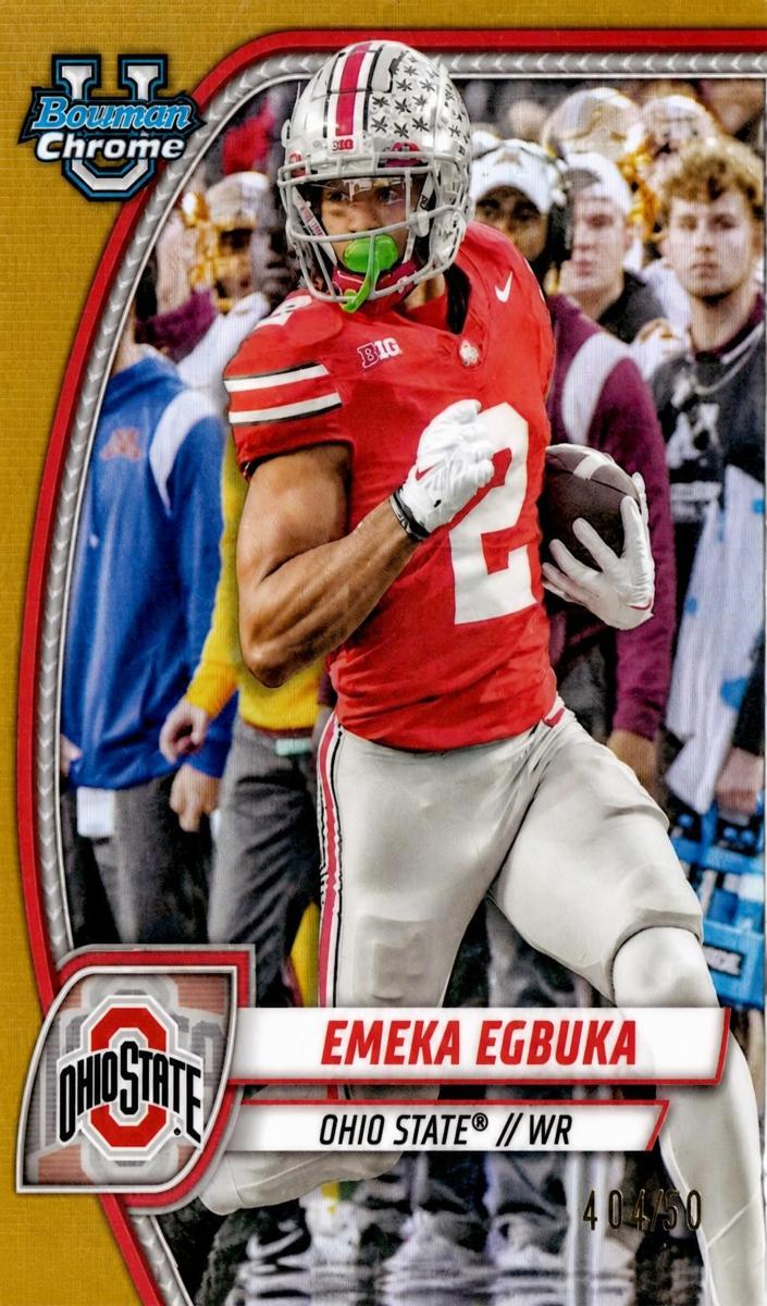 2024 Bowman Chrome University Football Gold Refractor Emeka Egbuka #70