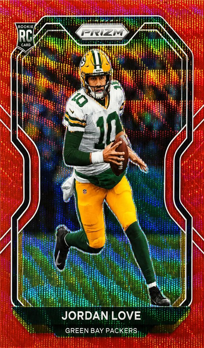 2020 Panini Prizm Football Red Wave Prizm Jordan Love #363 PSA 9