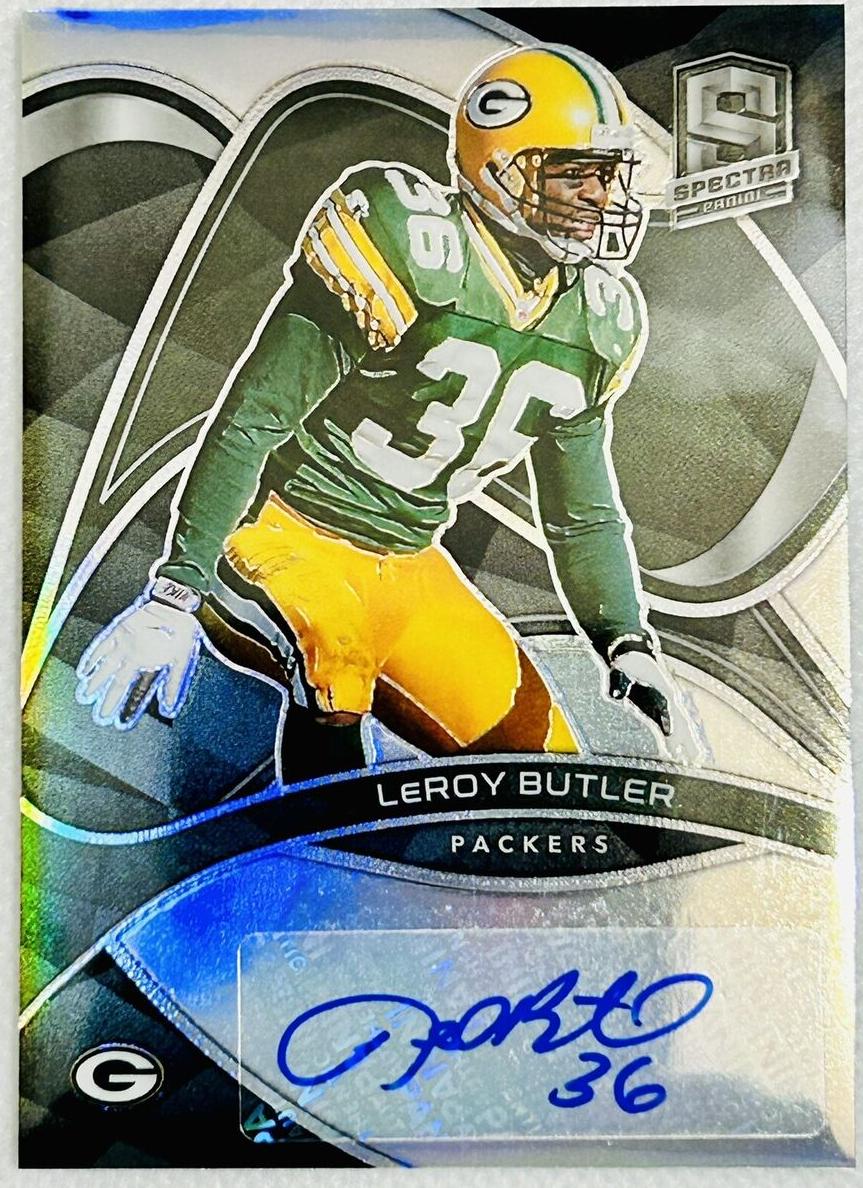 2022 Panini Spectra Football Neon Green LeRoy Butler #SIG-LRB PSA 8