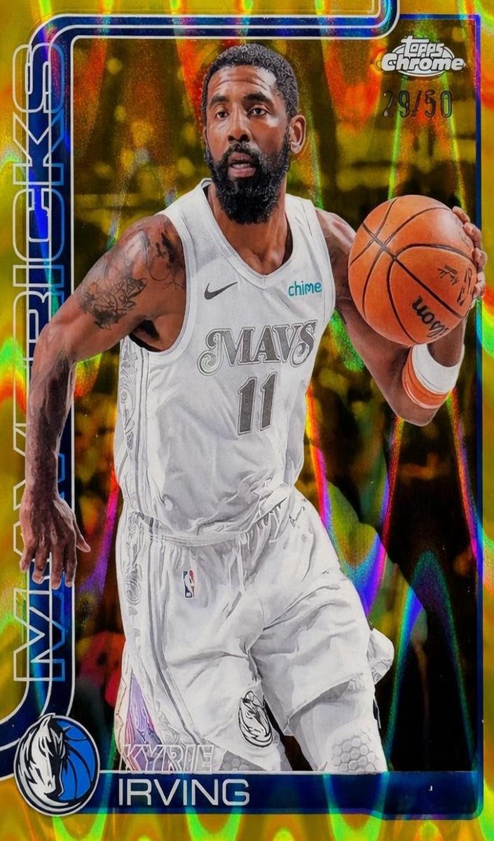 2025 Topps Chrome Basketball RayWave Gold Refractor Kyrie Irving #40