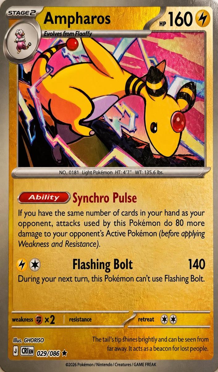 2026 Pokemon Mega Evolution Chaos Rising Reverse Holo Ampharos #29