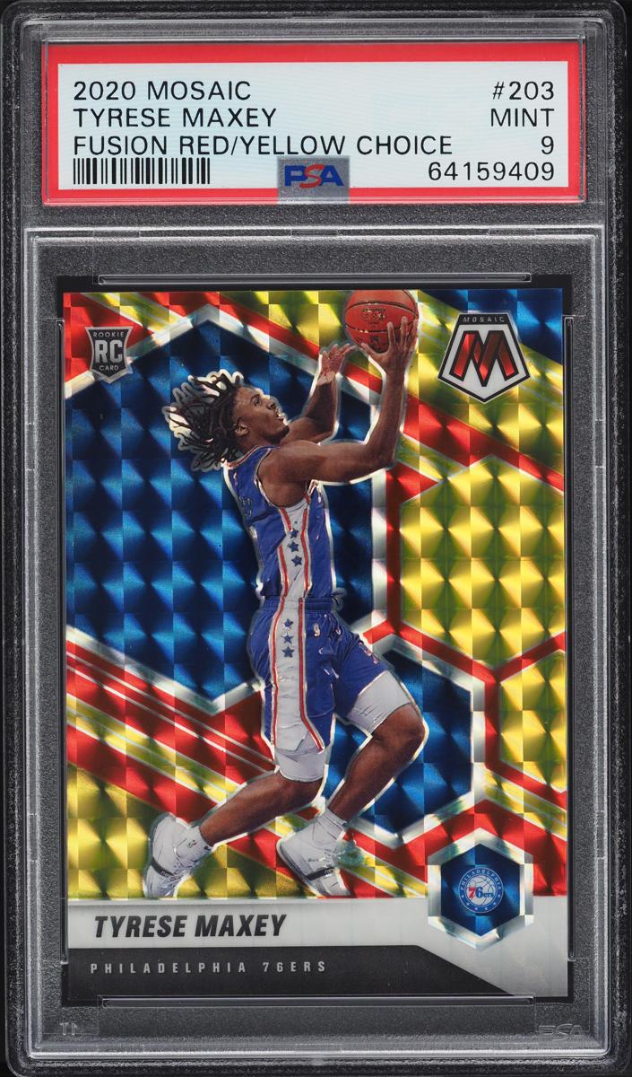 2020 Panini Mosaic Basketball Choice Fusion Red Yellow Tyrese Maxey #203 PSA 8.5
