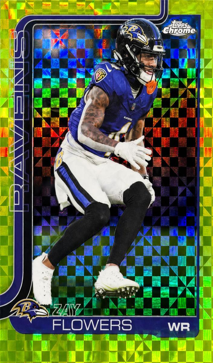 2025 Topps Chrome Football Lime Green X-Fractor Zay Flowers #22