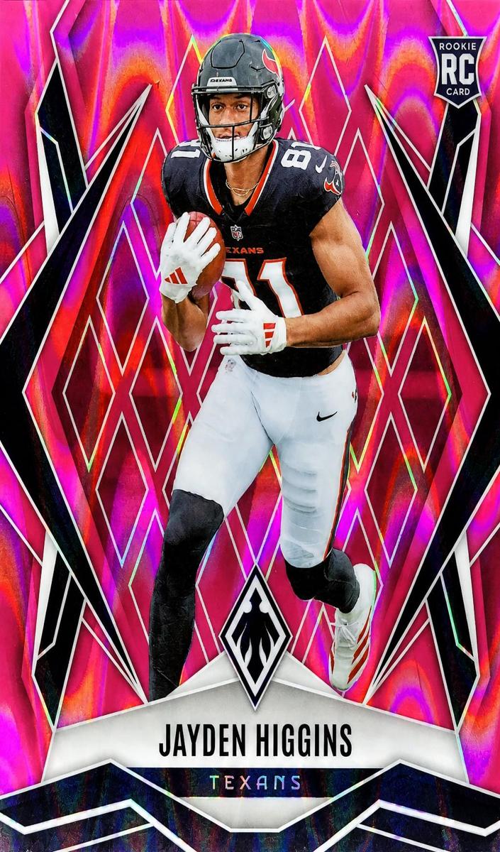 2025 Panini Phoenix Football Pink Seismic Jayden Higgins #180