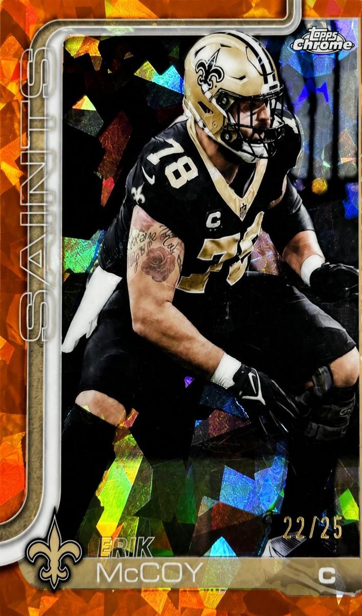2025 Topps Chrome Sapphire Football Orange Erik McCoy #223
