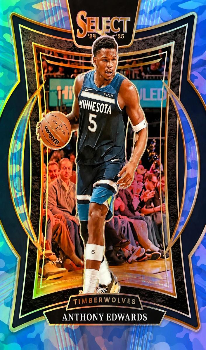 2024 Panini Select Basketball Blue Camo Anthony Edwards #23 PSA 9