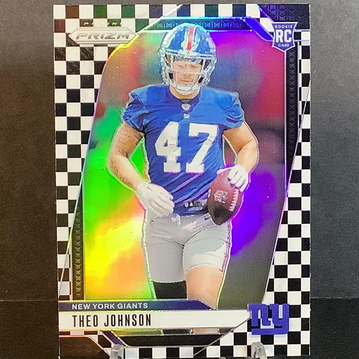 2024 Panini Prizm Football Black and White Checker Theo Johnson #390 PSA 8.5
