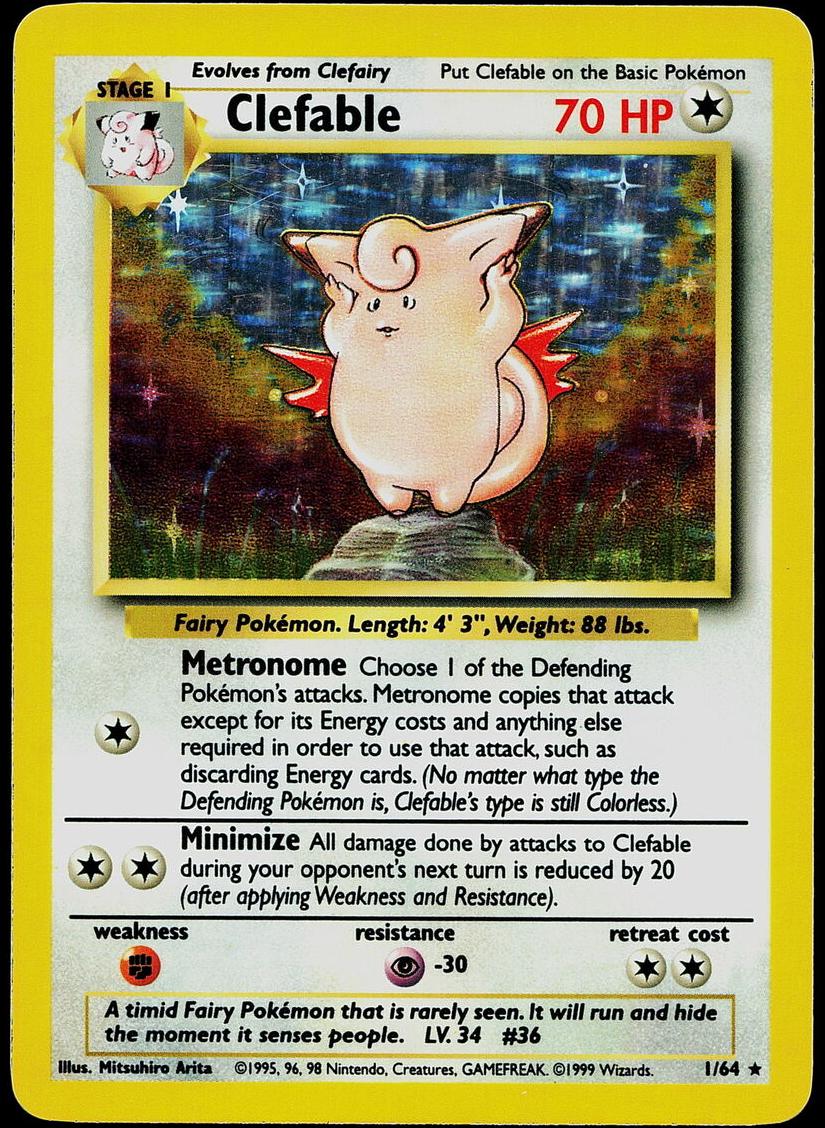 1999 Pokemon Jungle No Symbol Clefable #1 PSA 10