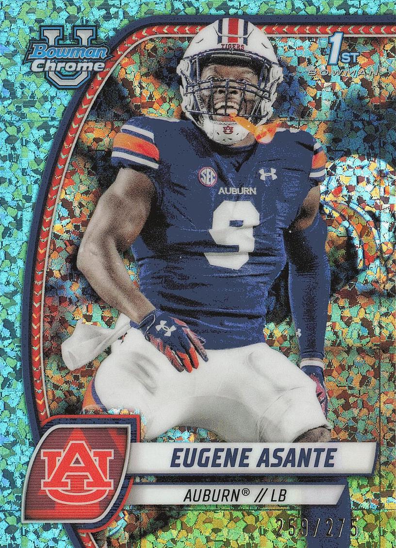 2024 Bowman Chrome University Football Aqua Mini Diamond Refractor Eugene Asante #73