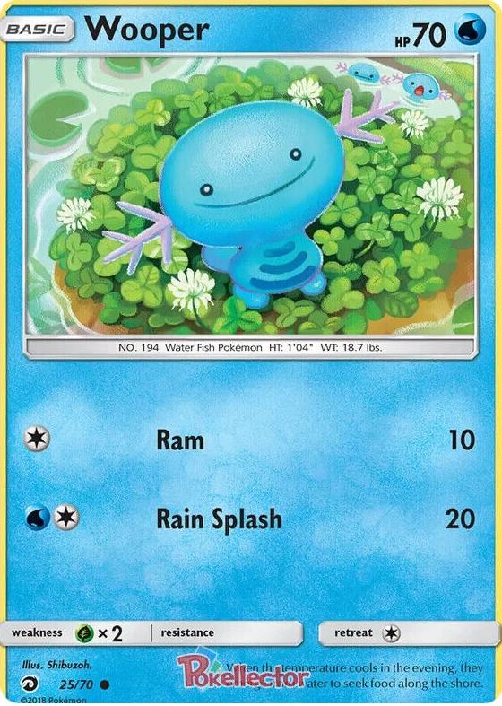 2018 Pokemon Sun & Moon Dragon Majesty Reverse Holo Wooper #25
