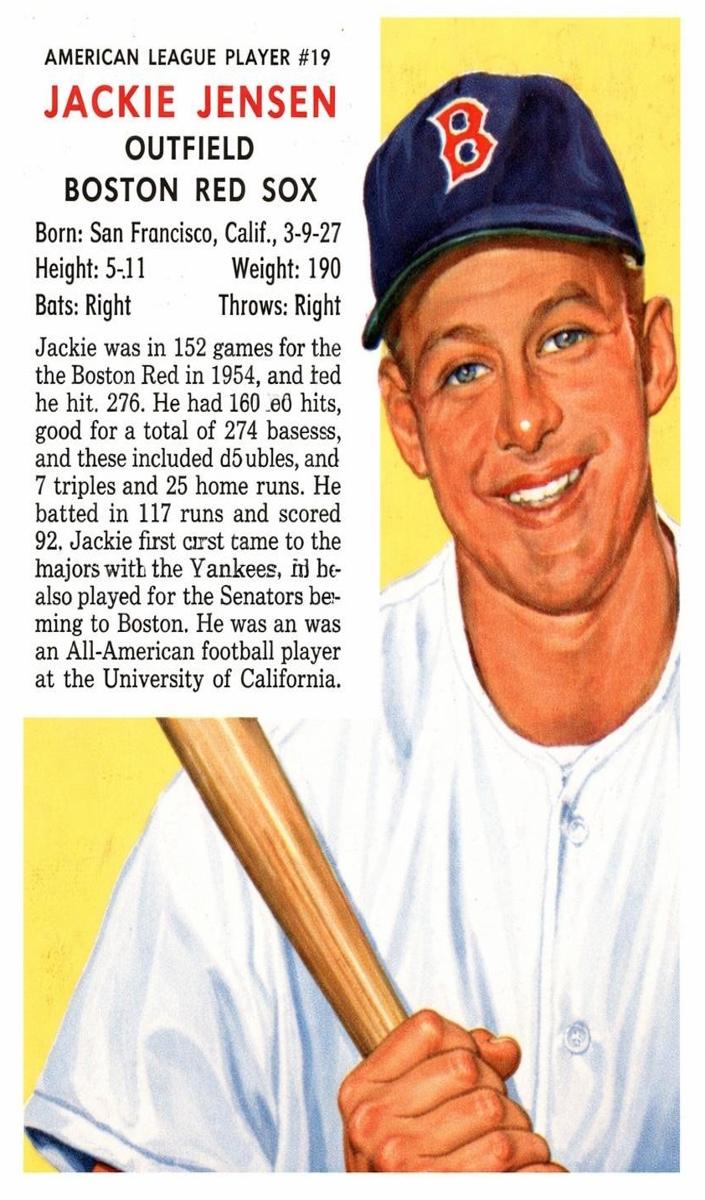 1955 Red Man Tobacco Baseball Jackie Jensen #19 PSA 4