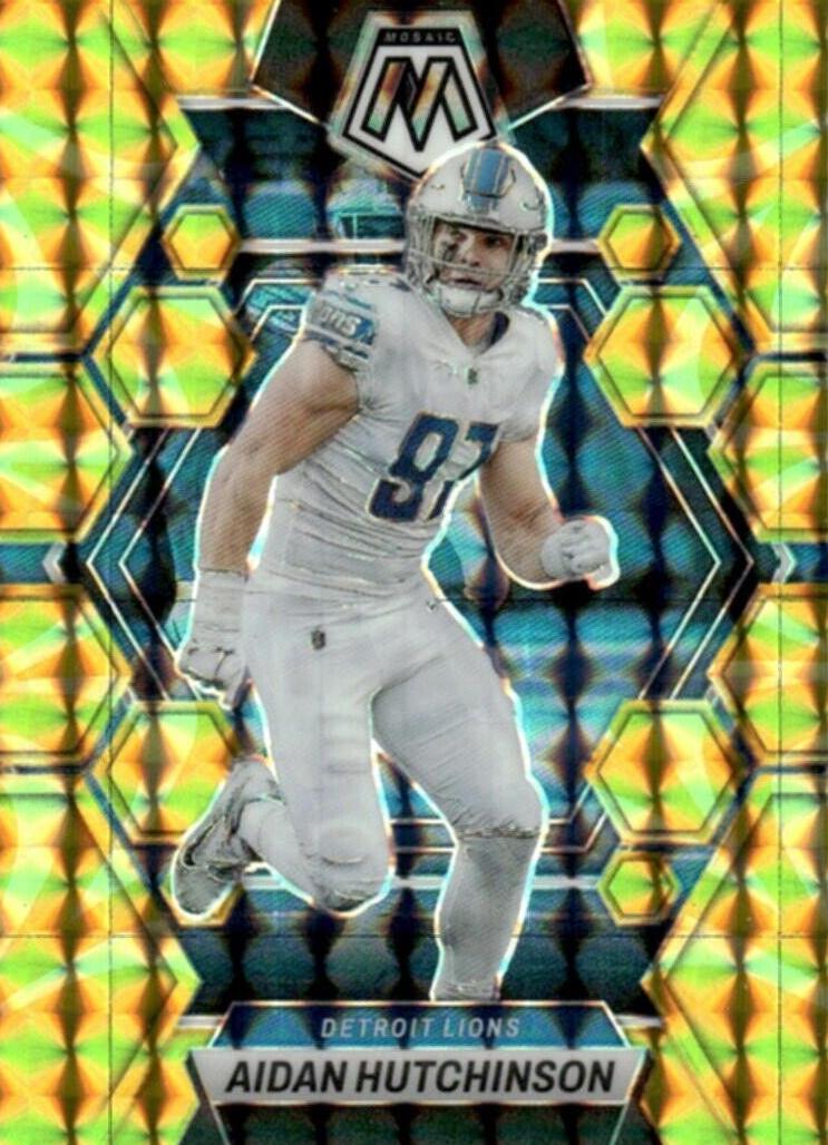 2023 Panini Mosaic Football Reactive Yellow Aidan Hutchinson #189 SGC 9.5
