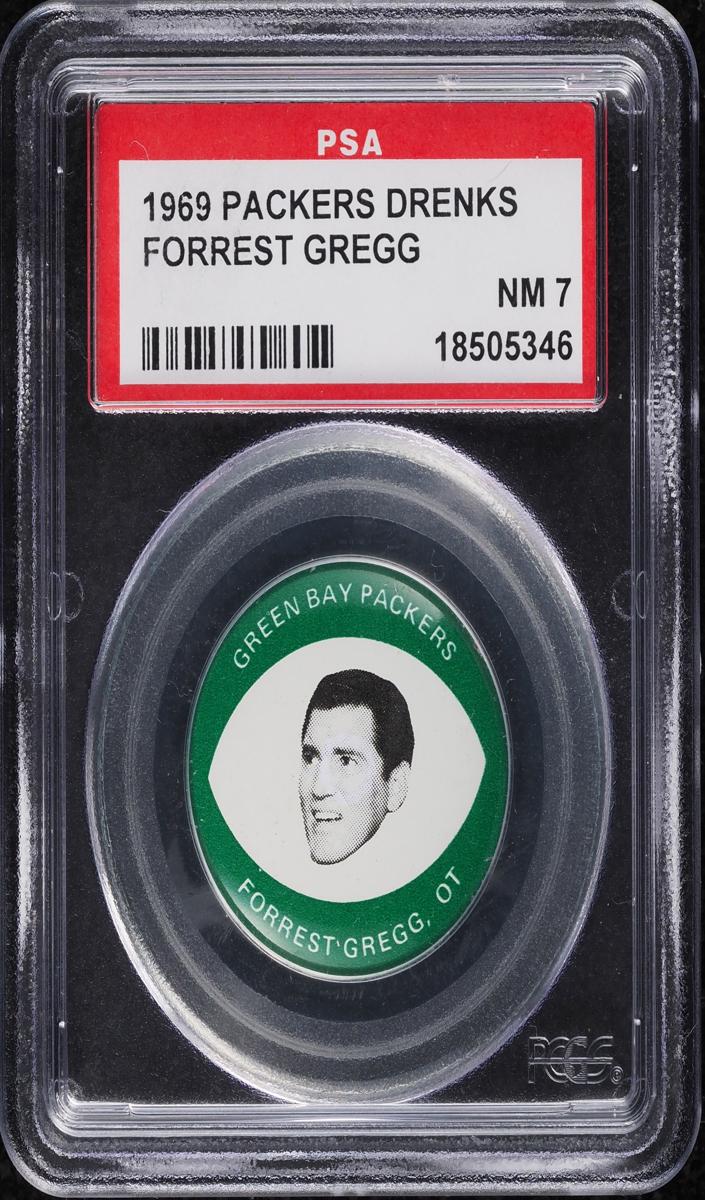 1969 Drenks Potato Chip Packers Pins Football Forrest Gregg #NNO PSA 8