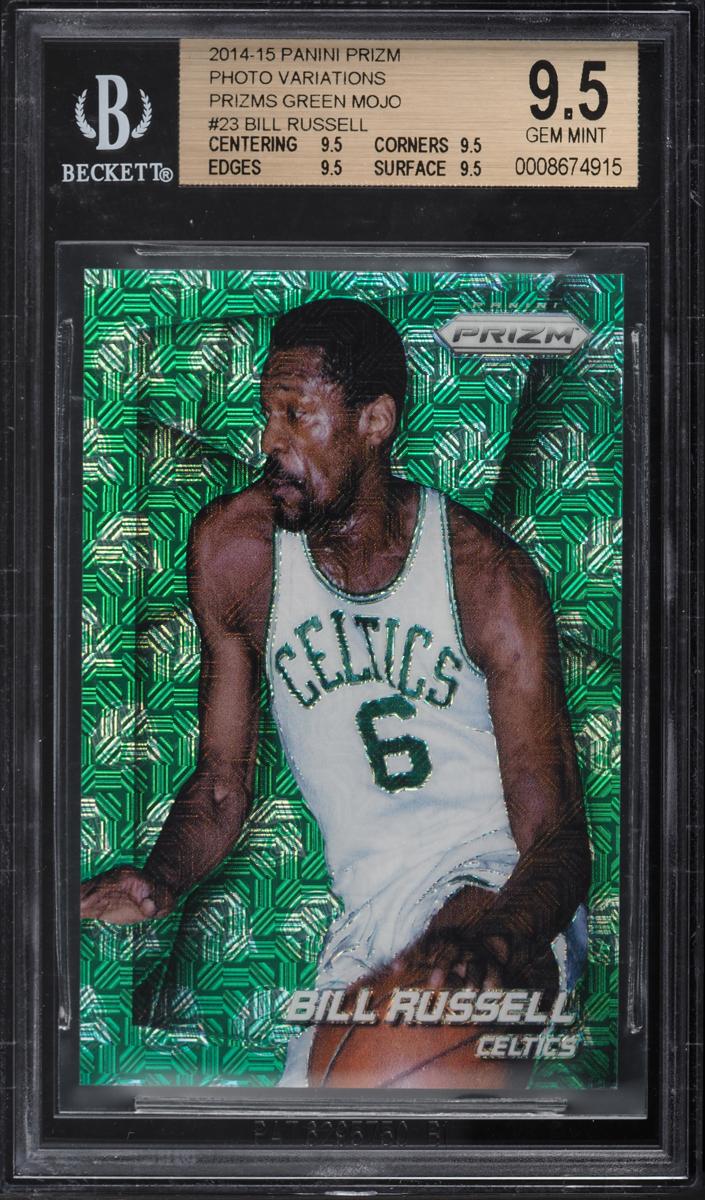 2014 Panini Prizm Basketball Green Mojo Bill Russell #23 BGS 9
