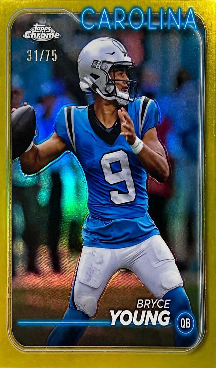 2024 Topps Chrome Football Yellow Refractor Bryce Young #16 PSA 8