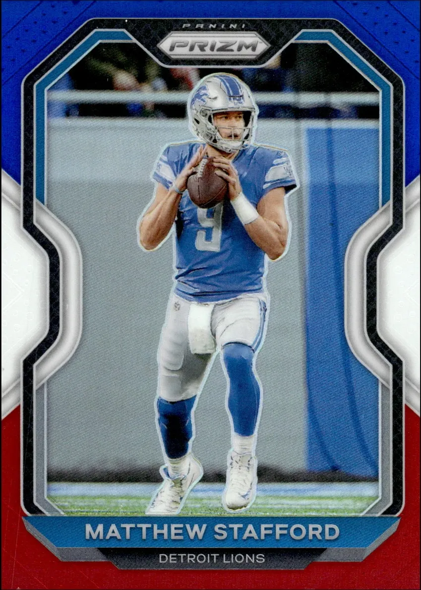 2020 Panini Prizm Football Red White and Blue Prizm Matthew Stafford #199