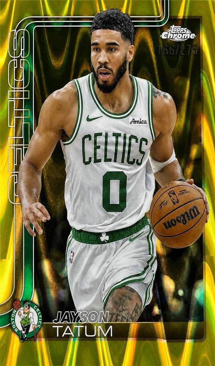2025 Topps Chrome Basketball RayWave Yellow Refractor Jayson Tatum #49
