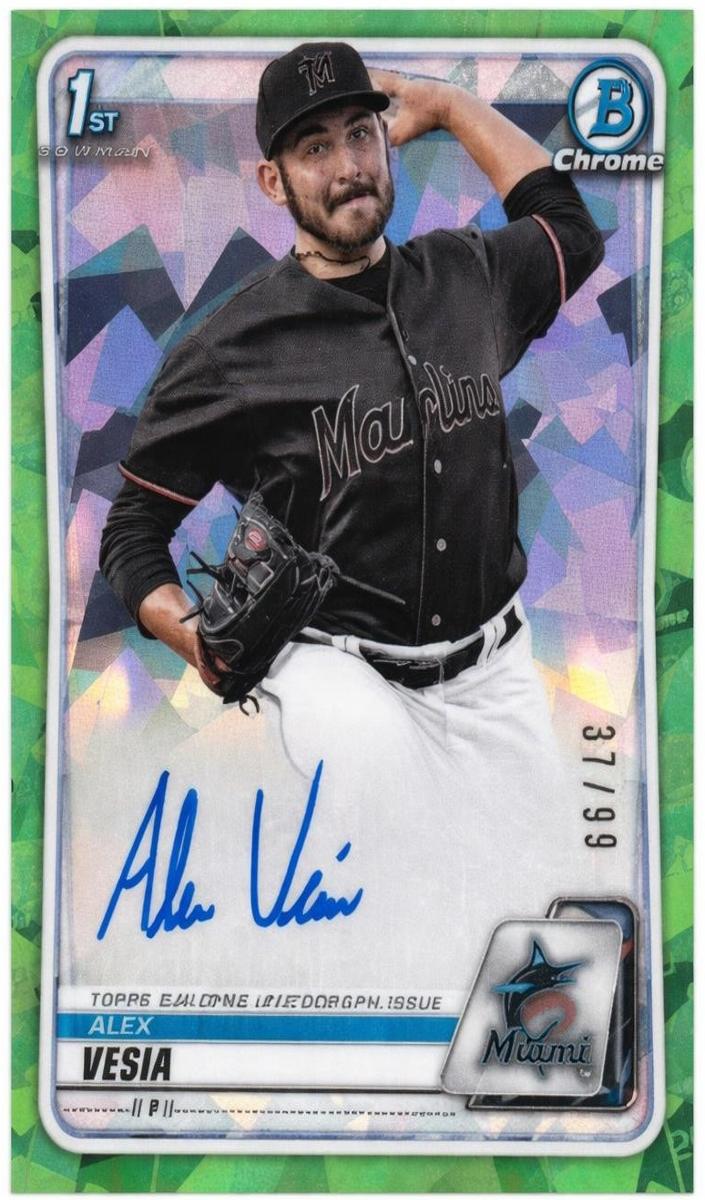 2020 Bowman Chrome Prospects Baseball Green Atomic Alex Vesia #CPA-AV PSA 10