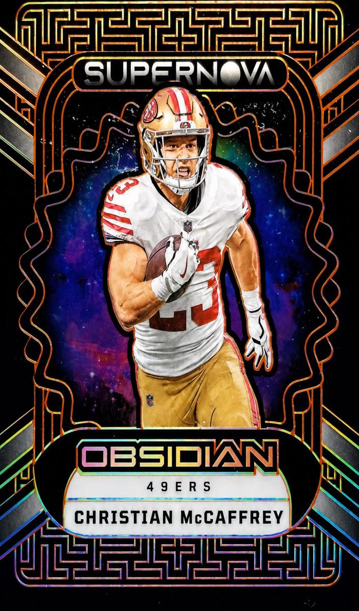 2023 Panini Obsidian Football Electric Etch Orange Christian McCaffrey #15