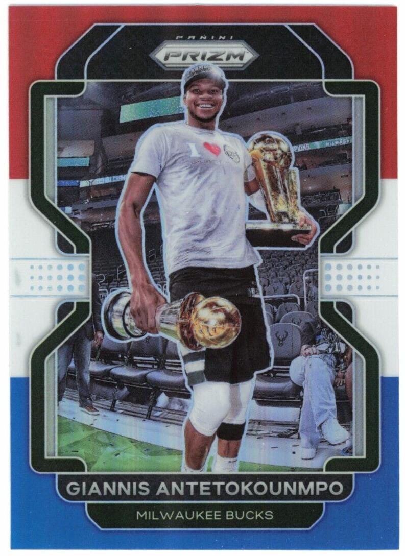 2021 Panini Prizm Basketball Prizms Red White Blue Giannis Antetokounmpo #1 PSA 10