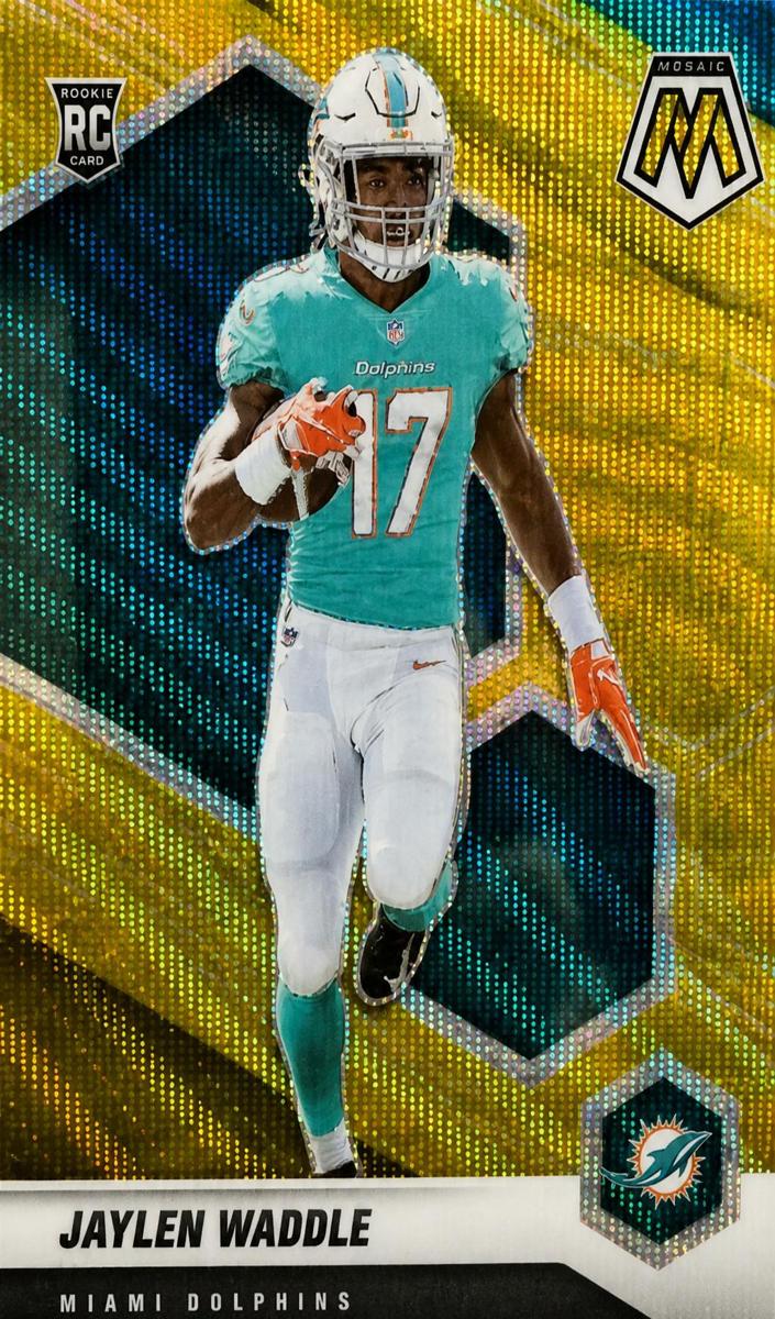 2021 Panini Mosaic Football Gold Wave Jaylen Waddle #308