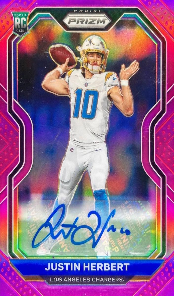 2020 Panini Prizm Football Pink Prizm Justin Herbert #325 PSA 8.5