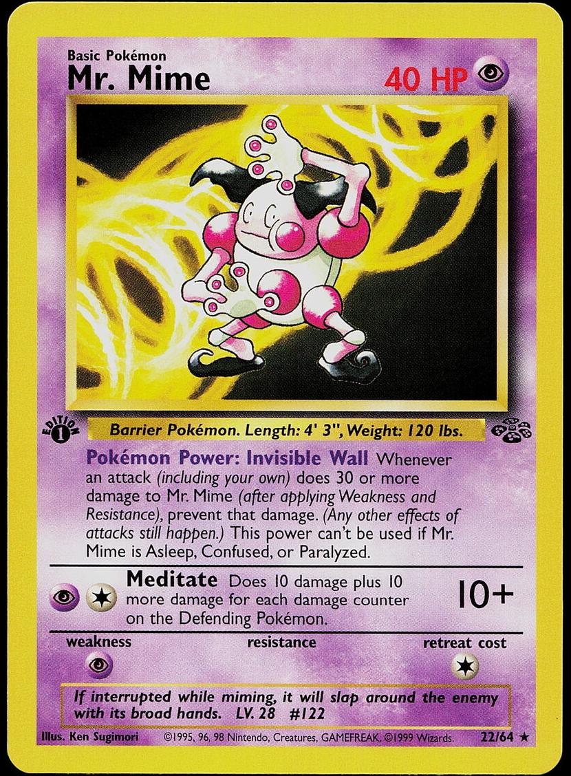 1999 Pokemon Jungle 1st Edition Mr. Mime #22