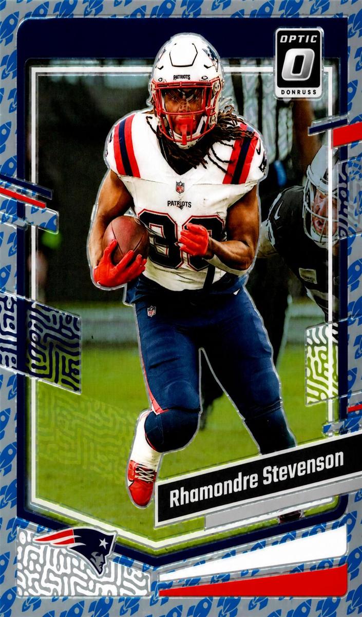 2023 Donruss Optic Football Rocket Rhamondre Stevenson #131 PSA 8.5
