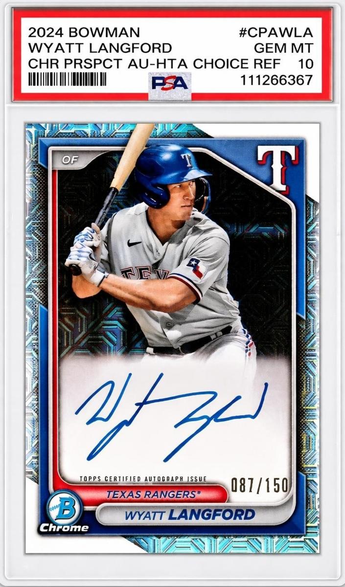 2024 Bowman Chrome Prospects Baseball Refractor Wyatt Langford #CPA-WLA PSA 9