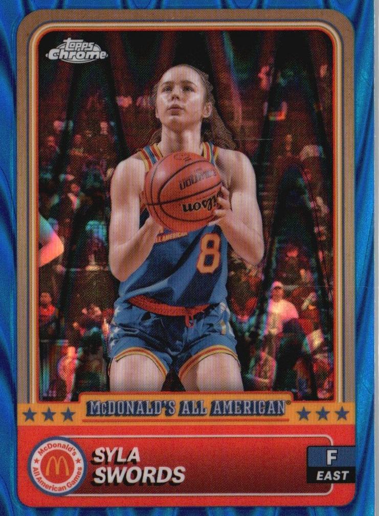 2024 Topps Chrome McDonald's All American Basketball Blue RayWave Refractor Syla Swords #11 PSA 9