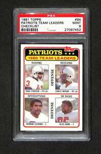 1981 Topps Football New England Patriots #94 PSA 9