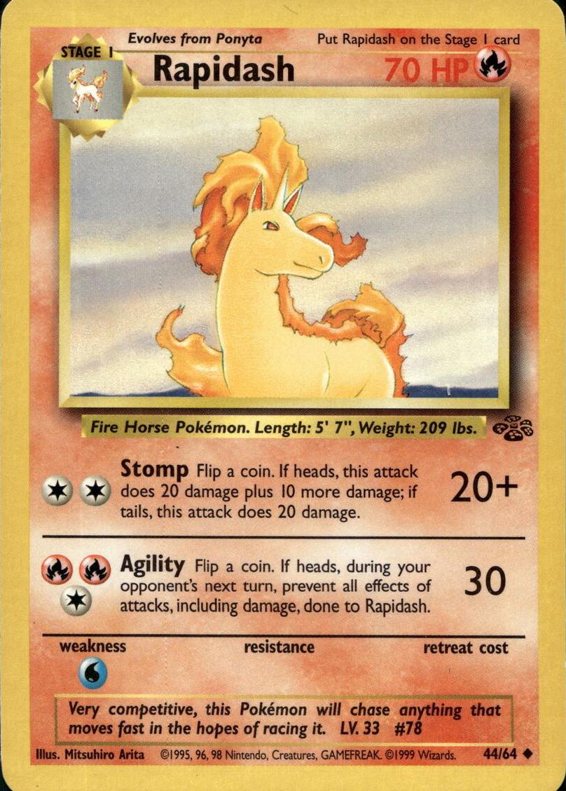 1999 Pokemon Jungle Rapidash #44