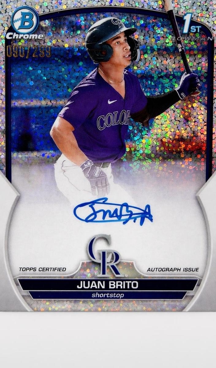 2023 Bowman Chrome Prospects Baseball Speckle Juan Brito #CPA-JBO PSA 10