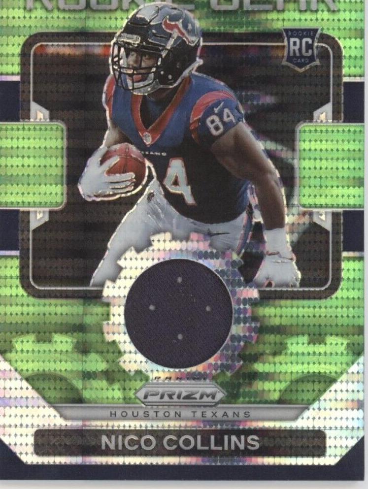 2021 Panini Prizm Football Neon Green Pulsar Nico Collins #RG-30