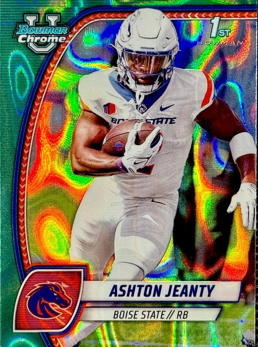 2024 Bowman Chrome University Football Teal Lava Refractor Ashton Jeanty #17 PSA 9