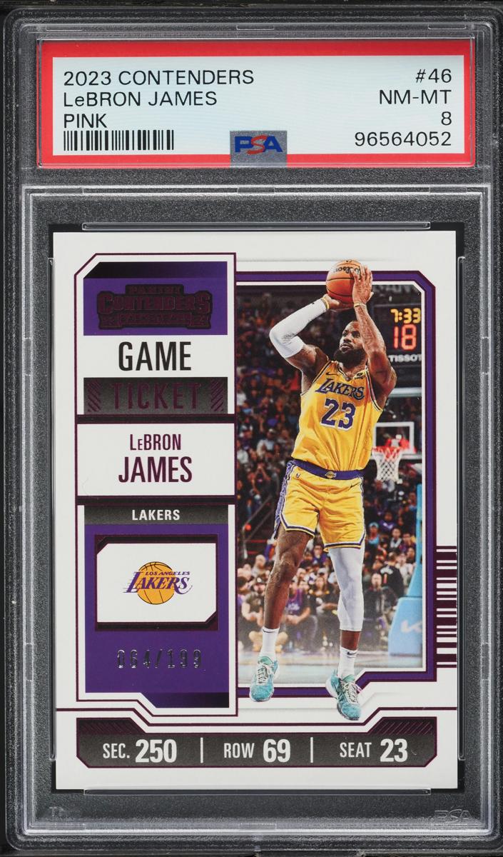 2023 Panini Contenders Basketball Pink Game Ticket LeBron James #46 PSA 7.5