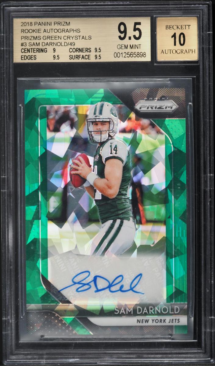 2018 Panini Prizm Football Green Crystals Sam Darnold #3 PSA 9