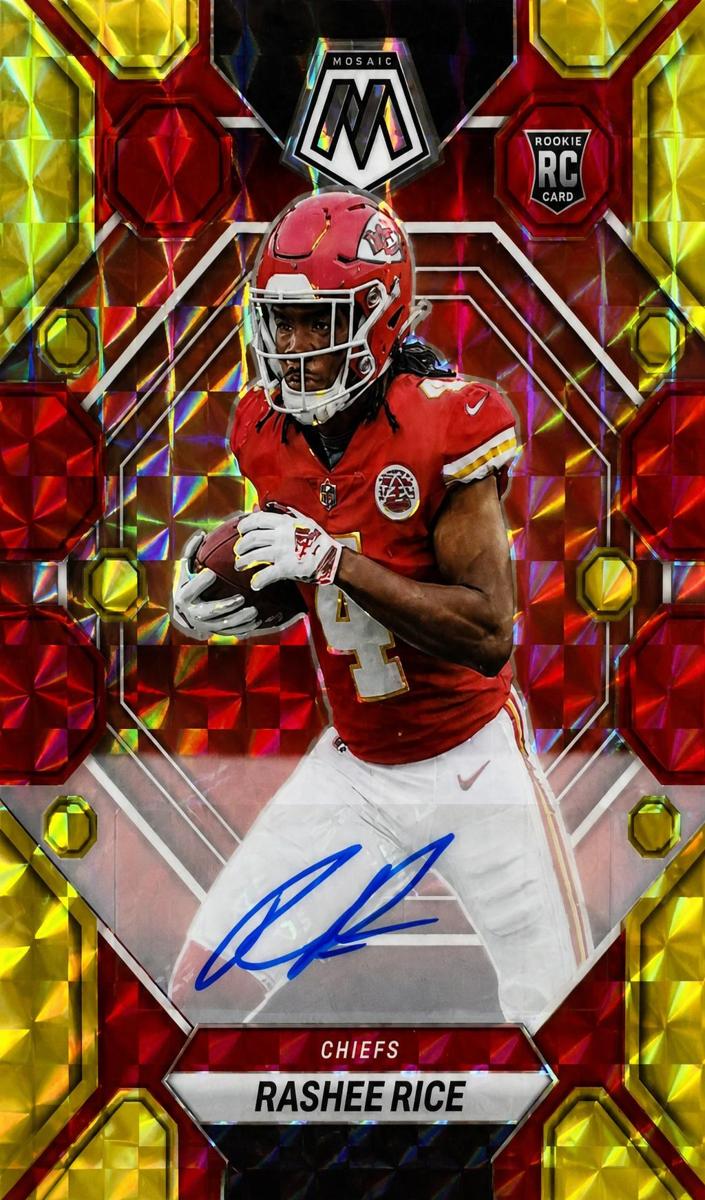2023 Panini Mosaic Football Choice Fusion Red Yellow Rashee Rice #357 PSA 8