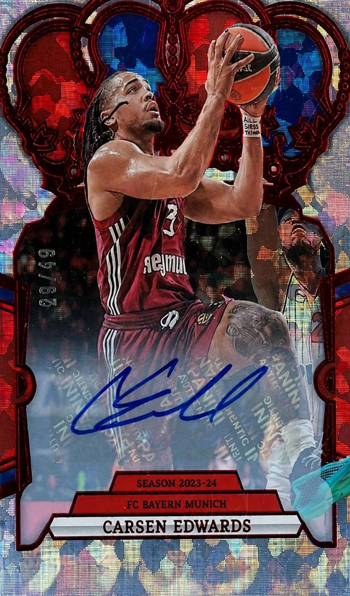 2023 Panini Crown Royale Turkish Airlines EuroLeague Basketball Crystal Red Carsen Edwards #94