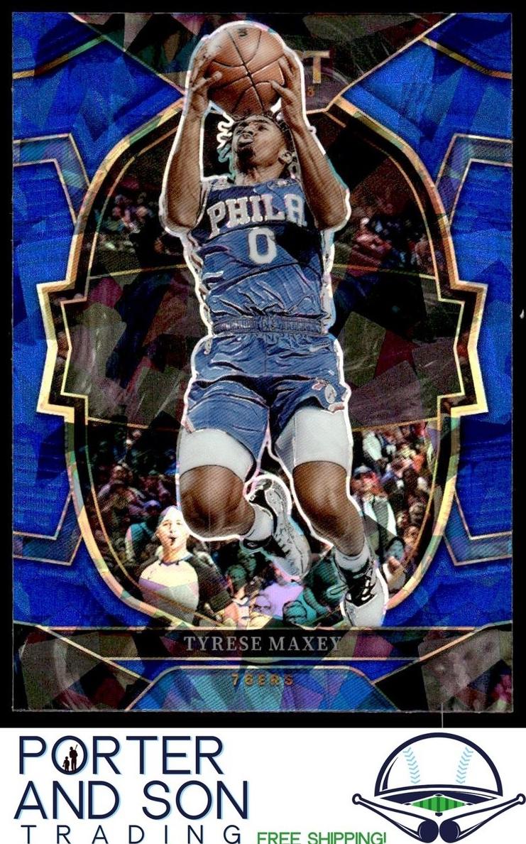2022 Panini Select Basketball Blue Cracked Ice Tyrese Maxey #9